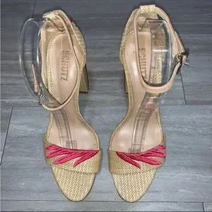 SCHUTZ Shoes Schutz Carolaine Natural Raffia Block Heel Sandal